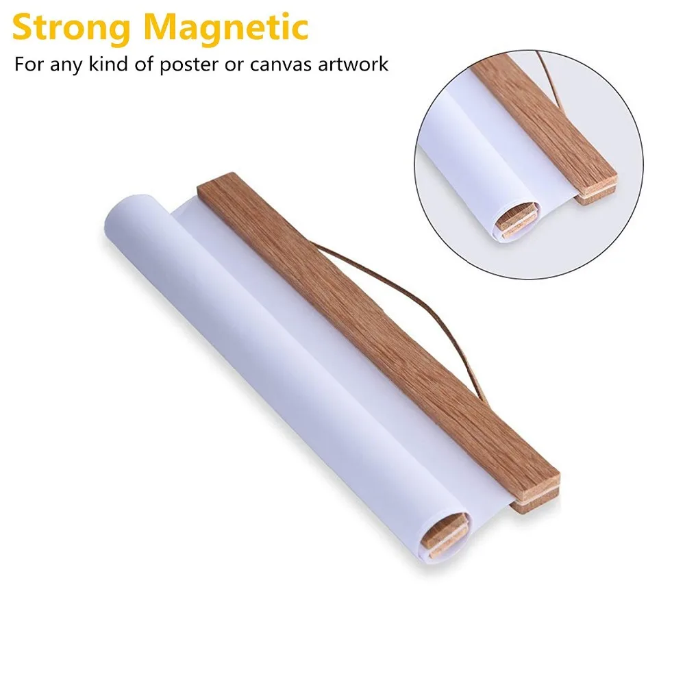 Solid wood hanging scrolls magnetic Light Wood Frame Hanger for Photo Picutre Canvas Art print Wall Hanging Poster Frame decor