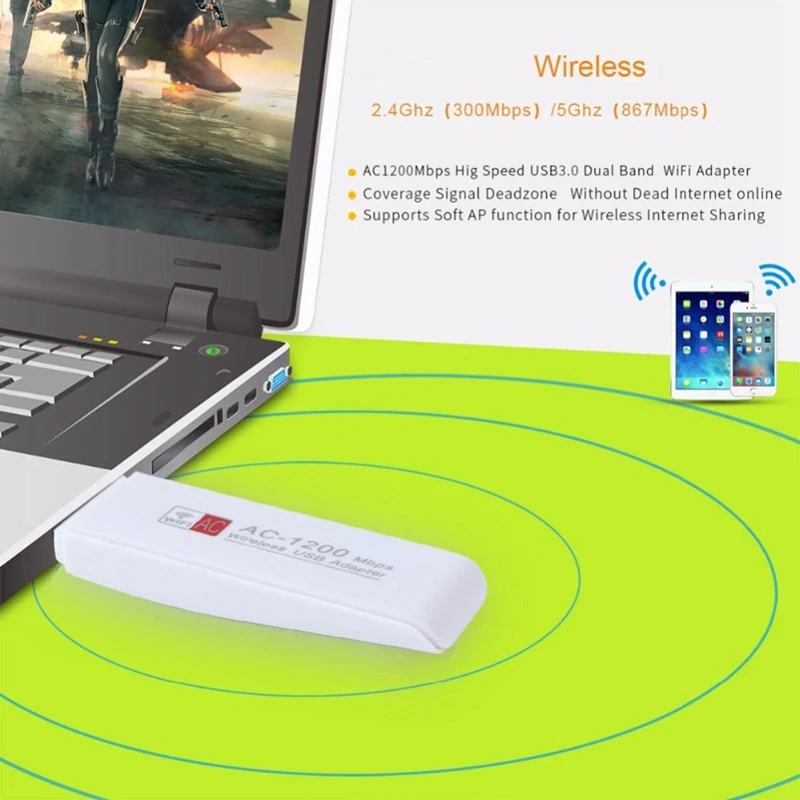 1200 Мбит/с Беспроводные Usb сетевые карты 11Ac двухдиапазонный 2,4G/5,8 ГГц Wifi Usb адаптер карта Usb 3,0 для Гигабитного маршрутизатора