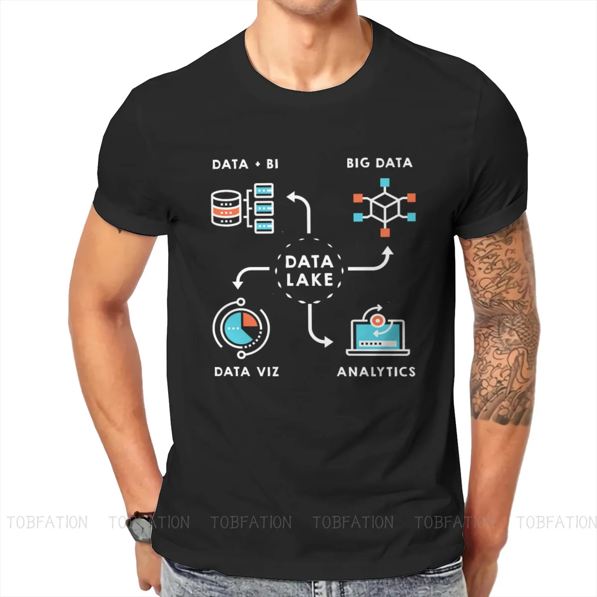 Computer Software Program Engineer Data Lake T Shirt Classic Teenager Alternative High Quality Tshirt Loose Crewneck Men Clothes | Мужская