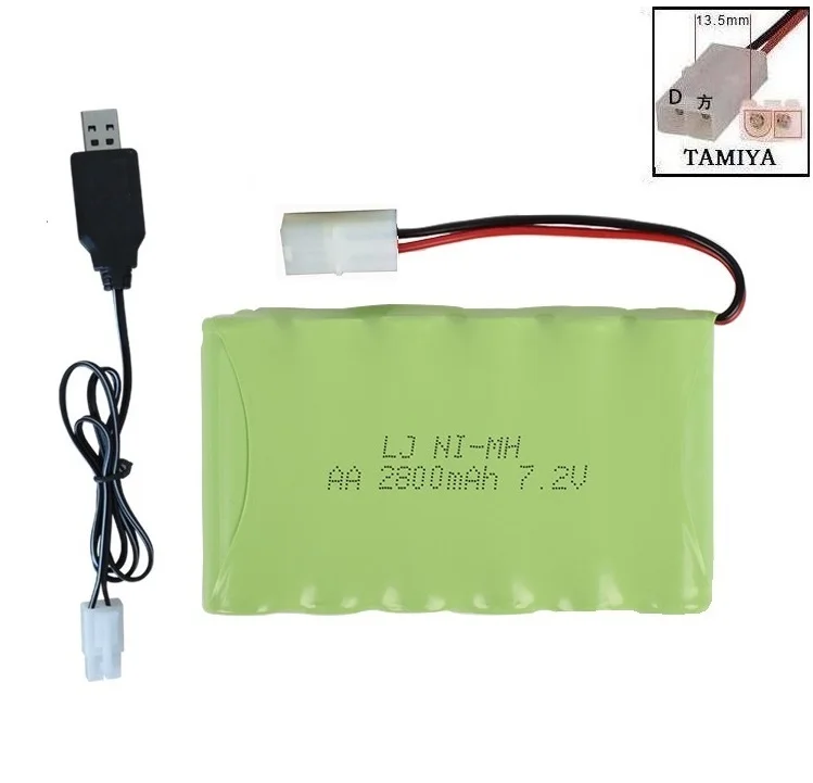 Ewellsold 7,2 V 2800mAh Ni-MH AA перезаряжаемая батарея с зарядным устройством для RC автомобиля RC лодка RC грузовик JST/SM/пробка из Тамия - Цвет: Оранжевый