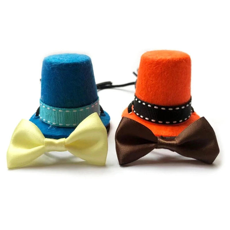 Bearded Dragon Harness and Leash 2 Color Magician Hat Bowtie Adjustable Leather Reptile Leash with Wing for Small Animal