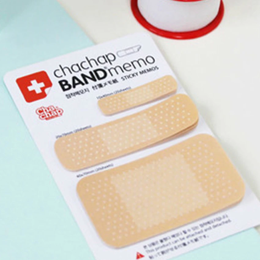 

60 Sheet Creative Band-aid Shape Self-adhesive Memo Pad 3 Sizes Sticky Notes Paper Sticker Message Post Notepad