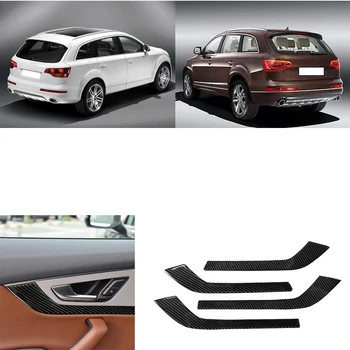

4 Pcs/set Car Inner Door Handle Panel Cover Carbon Fiber Decor Replacement for Q7 SQ7 4M 2016-2019