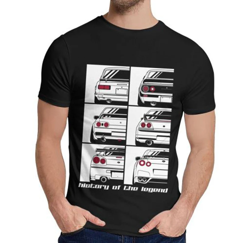 Новинка, Мужская футболка с графическим принтом Skyline, хлопковые футболки с круглым вырезом для отдыха GTR Car