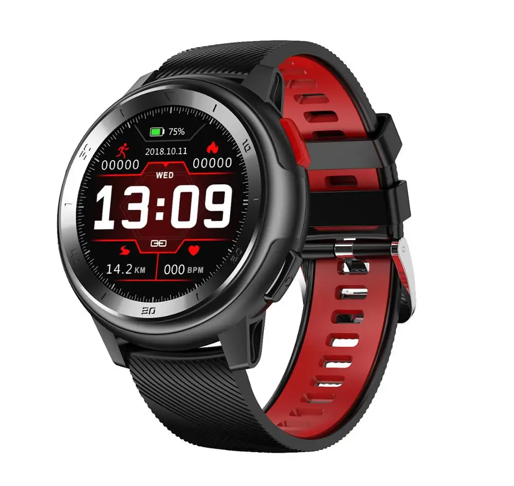 UTELITE DT68 Smartwatch HD Full Touch круглый экран браслет IP68 Водонепроницаемый фитнес трекер ЭКГ сердечного ритма спортивные часы браслет - Color: Red