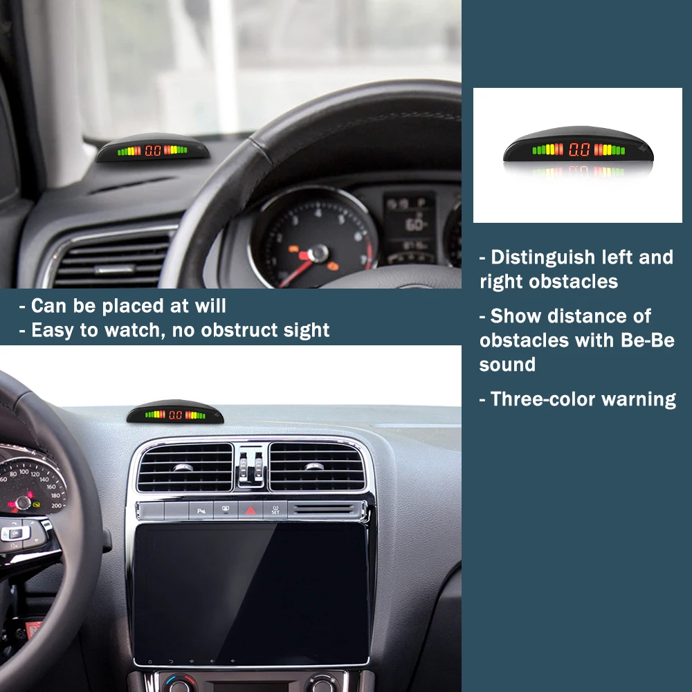Parking Sensor Parking Kit LED Display 22mm 4 Sensors Backlight Reverse Backup Radar Monitoring System 8 Colors 12V
