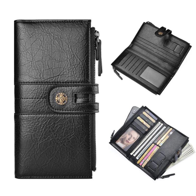 

YIZHONG Luxury Long Leather Mens Wallet and Purses Many Departments Male Clutch Zipper Phone Pocket Card Holder Carteras