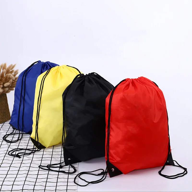 H9193269d26fb46728eb497efc501f1b8R Nylon Color Portable Sports Bag Thicken Drawstring Belt Riding Backpack Gym Drawstring Shoes Bag Clothes Backpacks Waterproof Mallzona