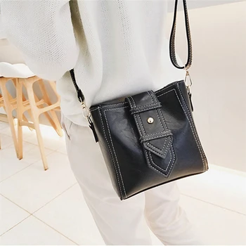 

2019 Fashion Crossbody Bag for Women 2019 Bucket Bags leather single Retro Bucket wide luxury brand Strap Women Shoulder Bag