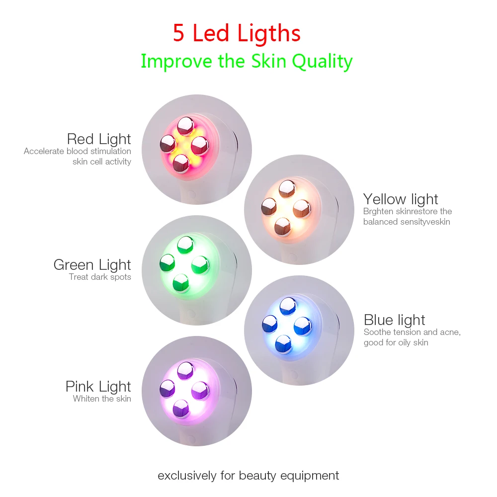 Beste 6 In 1 Led Rf Photon Therapie Facial Skin Lifting Verjonging Trillingen Apparaat Machine Ems Ion Microstroom Mesotherapie Massager