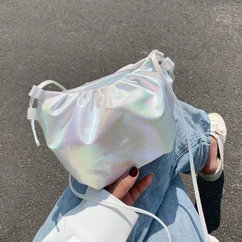 

Ladies Laser Cloud Bag 2020 Pleated Dumpling Shoulder Bags Cute Fashion Handbags Designer Luxury Crossbody Bags Female Tote Bags