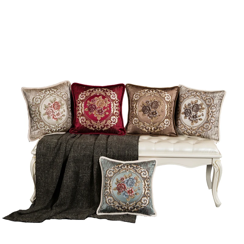 

48x48cm/58x58cm Classic European Peony Floral Jacquard Cushion Cover for Sofa Chair Home Decor Throw Pillow Case