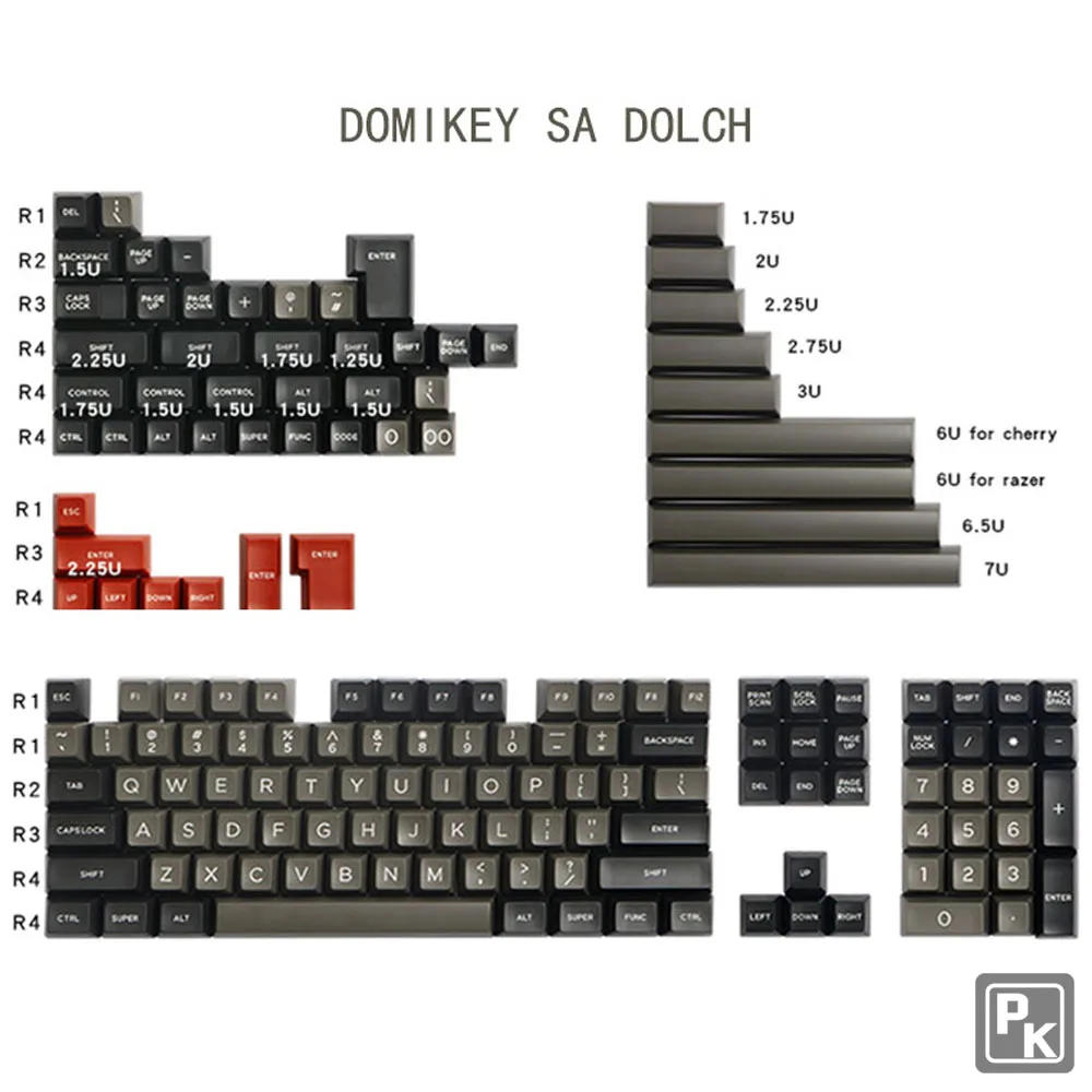 

Domikey DOLCH Retro SA Profile keycap ABS material 159 key-caps For Mechanical Gaming Keyboard