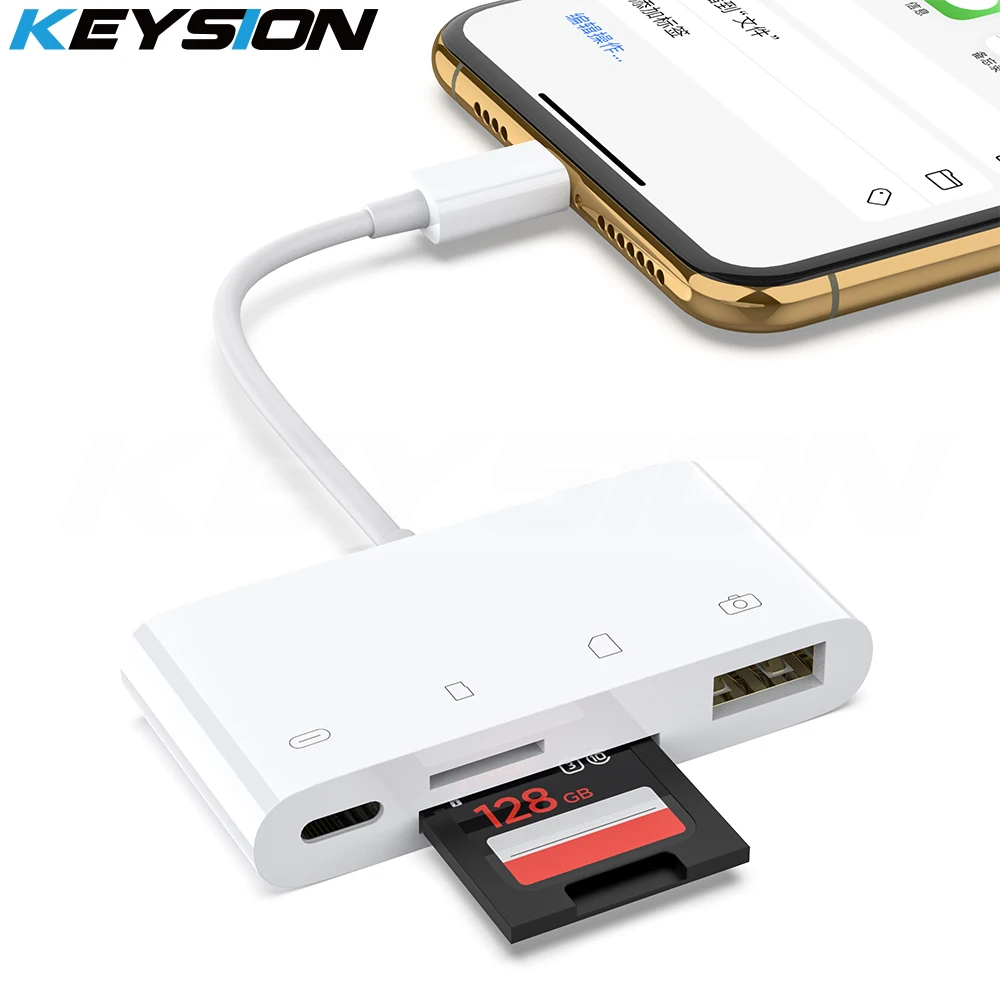 KEYSION 4in1 OTG Card Reader for iPhone 11 Pro Max XS Max XR 8 7 SD TF