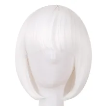 Fei-Show синтетический парик Bog белый плоский челка короткий волнистый Средний размер волос термостойкий костюм карнавальный парик для костюмированной вечеринки