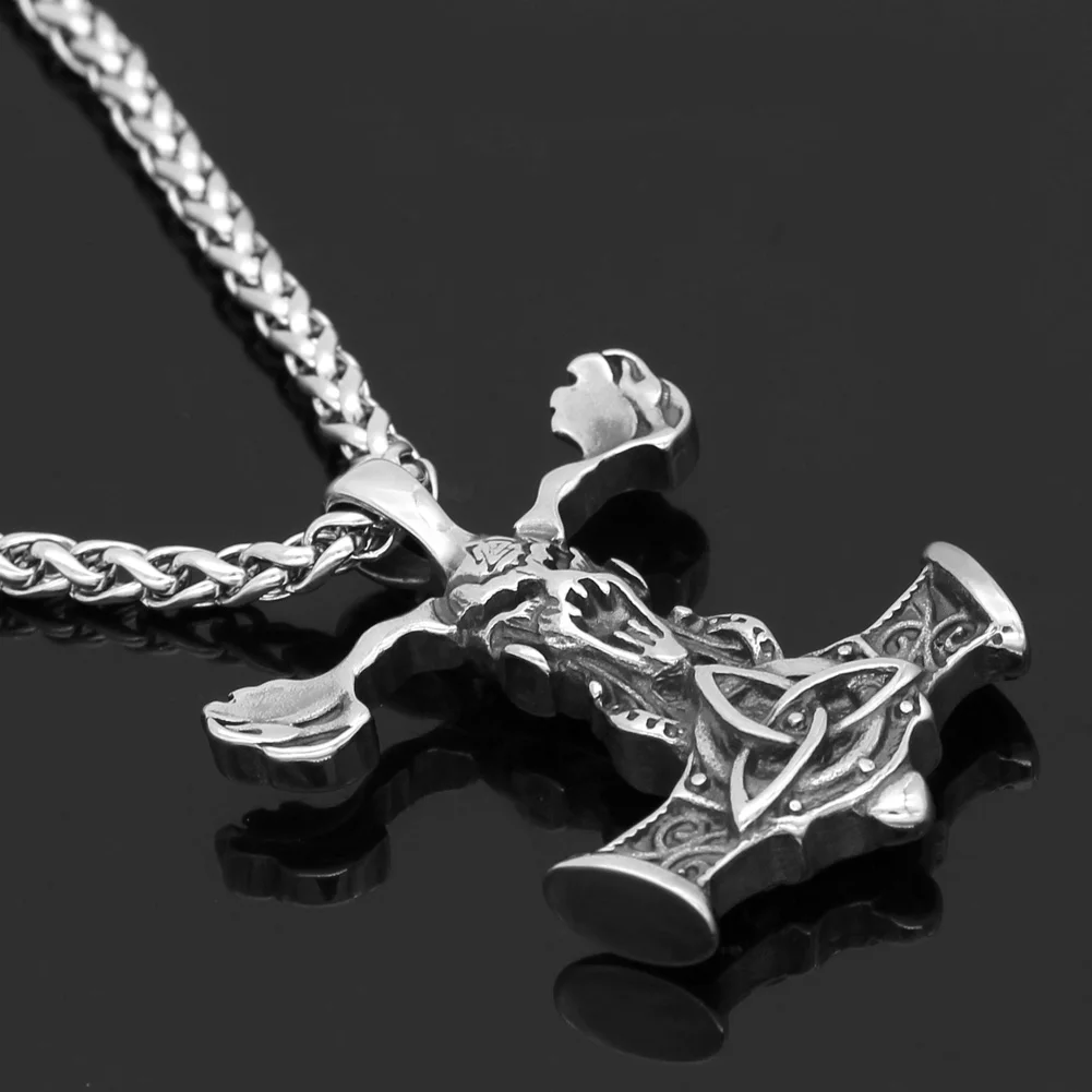 Мужской скандинавский Викинг с узлом thor hammer Talisman MJOLNIR ожерелье из нержавеющей