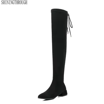 

2020 NEW Fashion Women Over The Knee High Boots Sexy Hoof Heels Round Toe Keep Warm All Match Women Boots Size 34-43