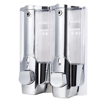 

Double-Head Wall-Mounted Soap Dispenser Kitchen Bathroom Accessories High-Capacity Shampoo Shower Gel Plastic Box