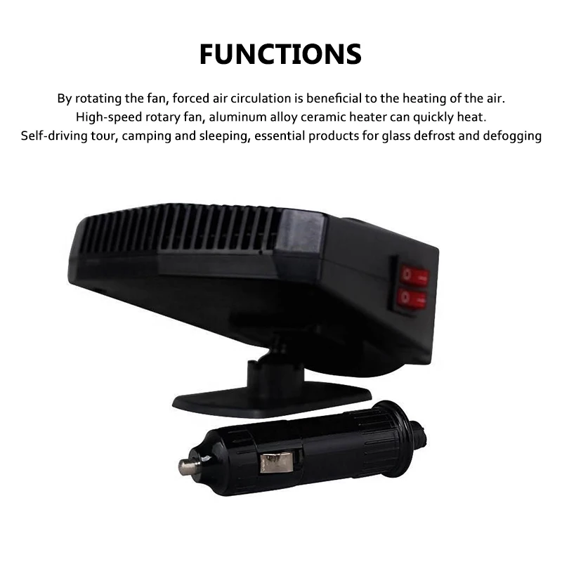New Car Heater Heating Fan 2 in 1 12V 200W Dryer Windshield Demister Defroster For Vehicle Portable Temperature Control Device | Автомобили