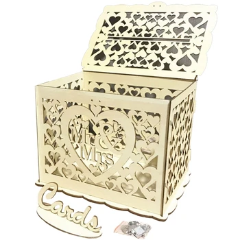 

Mr & Mrs Wedding Gift Card Box Wooden Wedding Invitation Card Box Card Sign Set Country Wedding Decoration Gifts Party Favors-La