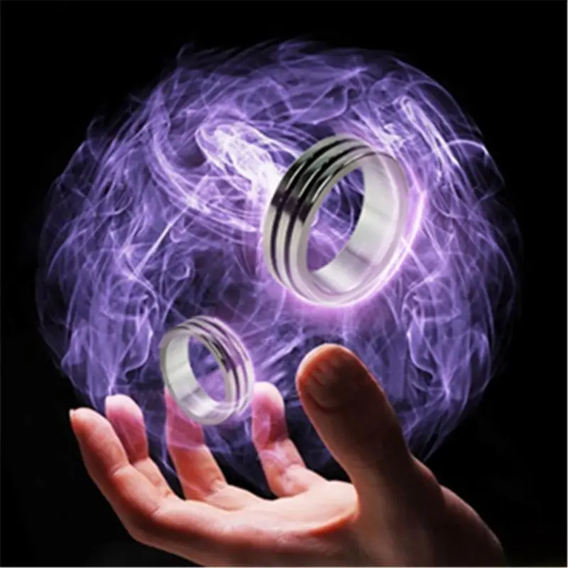 Faguo Black Two Circle PK Ring Trucos de Magia Fuerte imán magnético Anillo Moneda Decoración de Dedo 18/19/20 mm Tamaño Anillo mágico Prop 