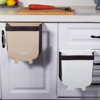 

Foldable Kitchen Waste Bin Cabinet Wall Mounted Trashcan Door Hanging Trash Bin Can for Household Toilet Waste Holder