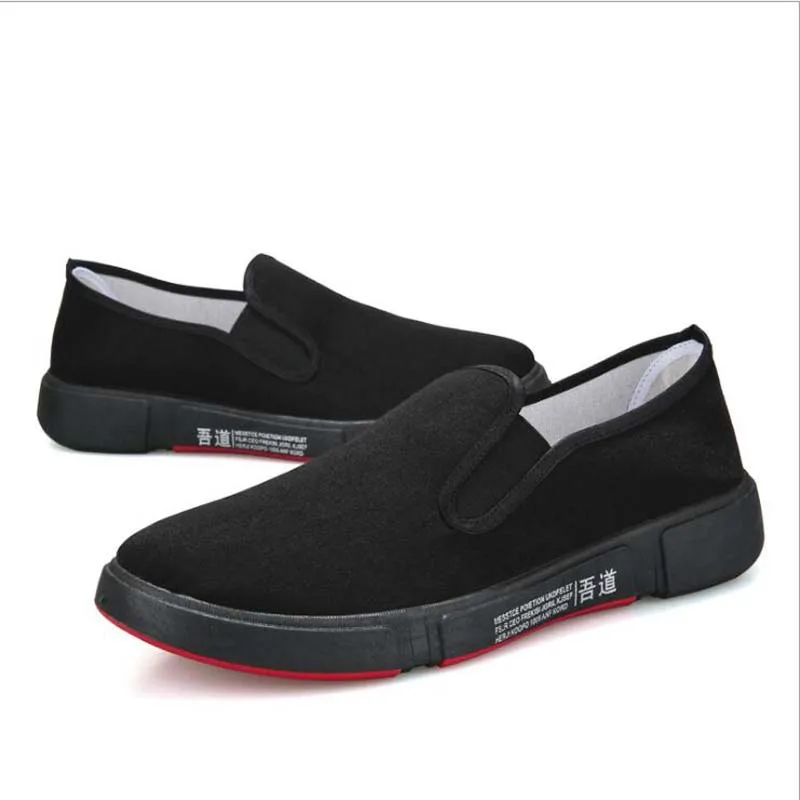 

Men Canvas shoes 2020 New Comfortable Canvas Shoes Men Casual Shoes Male Flat Loafers Shoes Men black #65