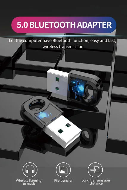 Adattatore Bluetooth 5.0 Trasmettitore USB Per PC - Ricevitore Audio Wireless Per Computer, Tastiera E Mouse