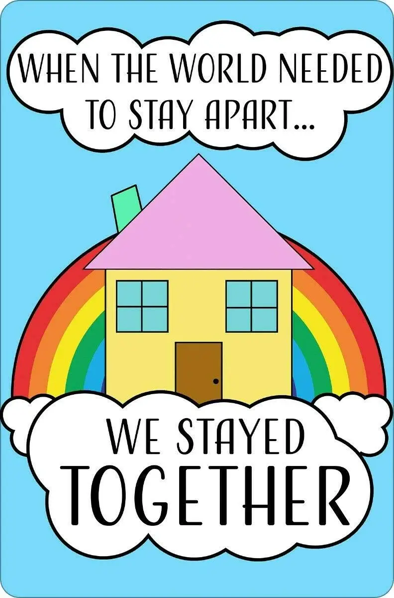 Mini Rainbow When The World Needed to Stay Apart Retro Wall Home Bar Pub Vintage Cafe Decor 8x12 Inch |