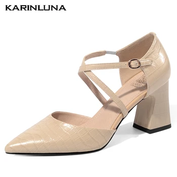 

Karinluna On Sale Elegant Plus Size 43 Genuine Leather High Heels cross-strap Summer women's Sandals Shoes Woman
