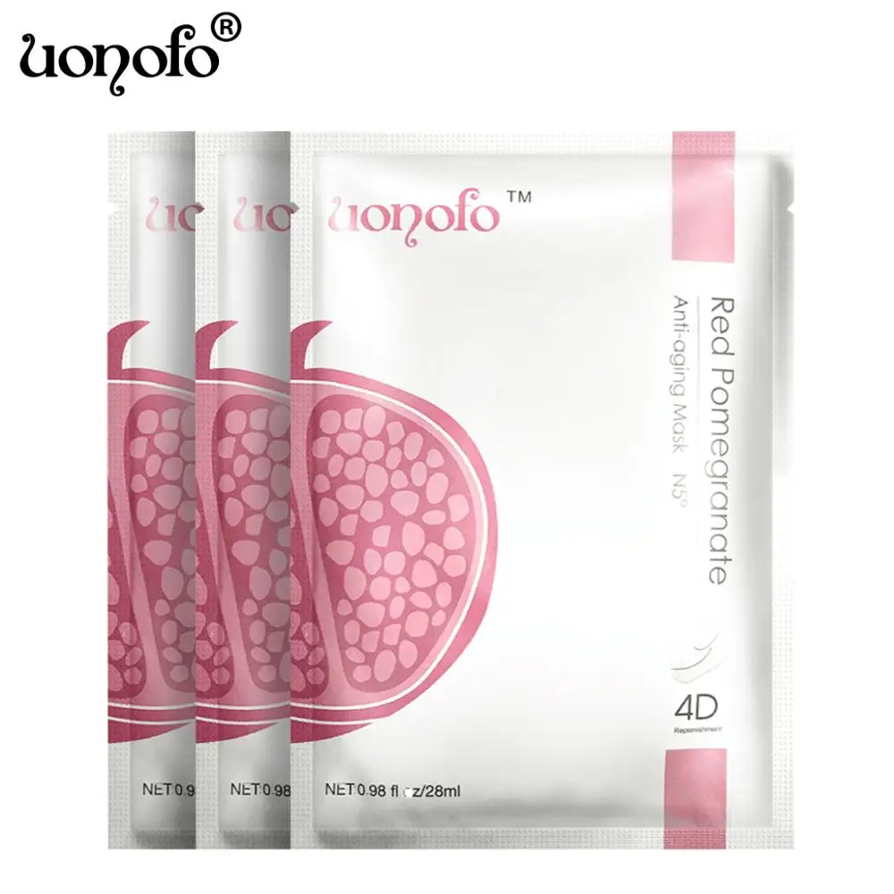 UONOFO 3pc set 4DPlant Extract Face Mask Hyaluronic Acid Treatment Essence VitaminC Whitening Moisturizing Mask Facial 4