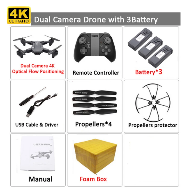 KaKbeir XS816 Радиоуправляемый Дрон с 50 раз WiFi FPV 4 K/720 P двойной камерой оптический поток Квадрокоптер складной селфи Дрон VS SG106 M70 - Цвет: 4K ba 3