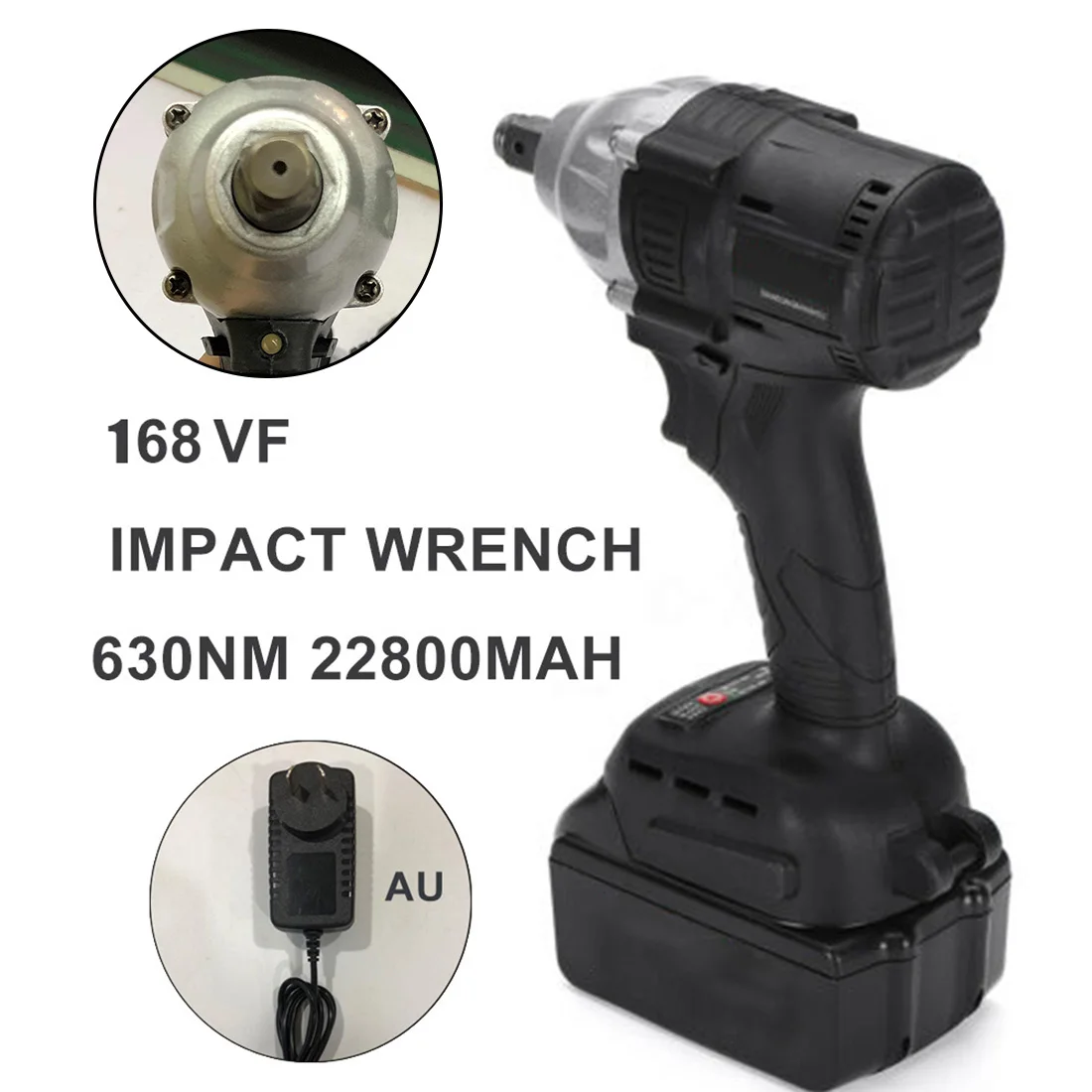 

168VF 630NM Electric Cordless Impact Wrench Drill Socket W/ LED Light & Battery Electric Impact Wrench