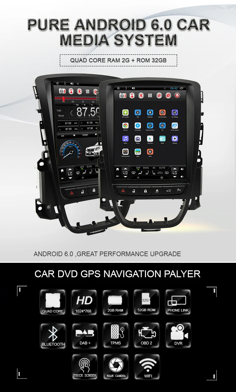 Sale Navivox Android 6.0 Vertical screen Car Multimedia Player For Opel Vauxhall Holden ASTRA J / Buick Excelle 2010-2013 Car DVD GPS 0