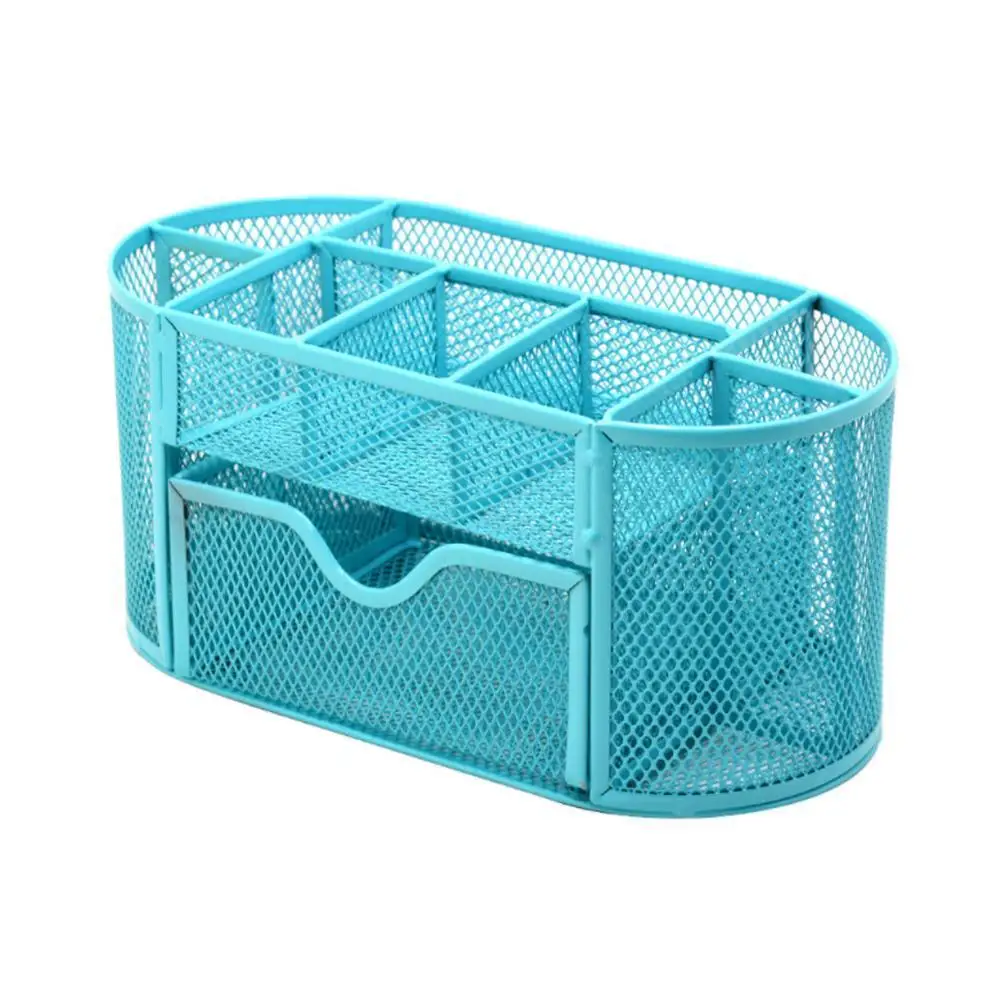 

Metal Desk Organizer Combination Mesh Desktop Pencil Pen Badge Holder Office Box Storage Ruler Stationery School Supplies A0I6