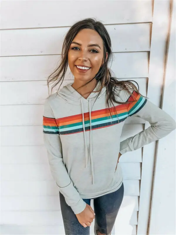 Hoodies Women 2019 Autumn Rainbow Print Women Hoodies Women Long Sleeve Tops Hoodies Mujer Warm Winter Jacket Women Tracksuit