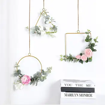 

Flower Wreath Metal Ring Triangle Square Party DIY Decor Hoop Hanging Ornament