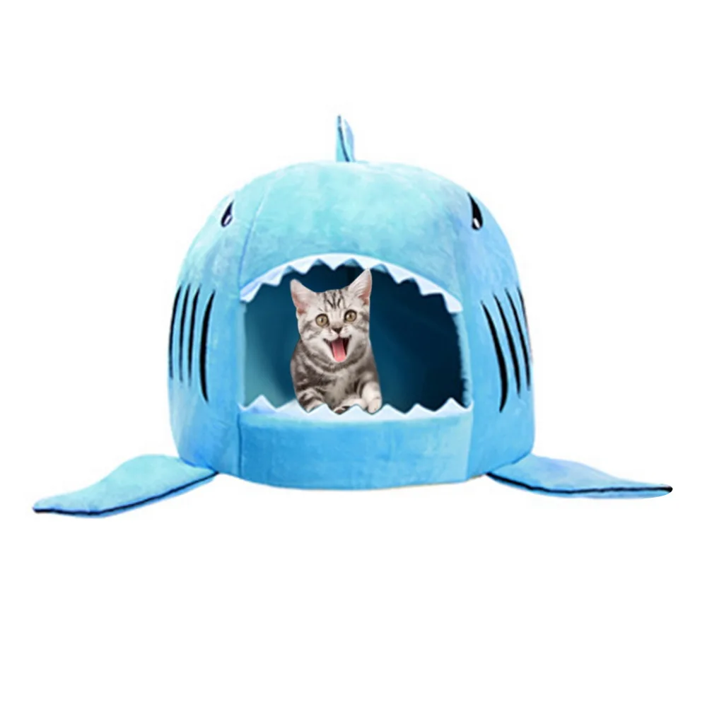 1 шт. Милая акула кровать для домашних животных собака кошка кровать с круглой съемной подушкой мягкий теплый удобный дом для домашних животных спальный диван
