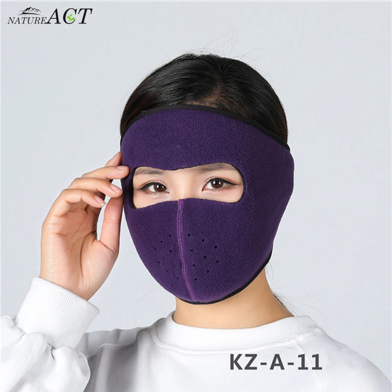NATUREACT Теплая Флисовая велосипедная полумаска для лица, защитный колпак для лица, для велоспорта, лыжного спорта, для улицы, зимний теплый шарф, маска - Цвет: Фиолетовый