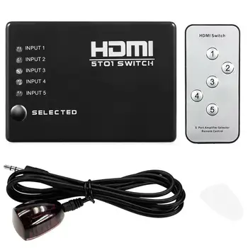 

New 5 In 1 Out 5Port Video HDMI Switch Selector With CR2025 Battery Switcher Splitter Hub & IR Remote 1080p For HDTV PS3 DVD