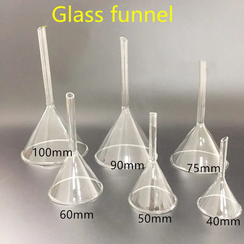 2 개/대 유리 삼각형 깔때기 고품질 높은 붕규산 분리기 깔때기 30mm/40mm/50mm/75mm