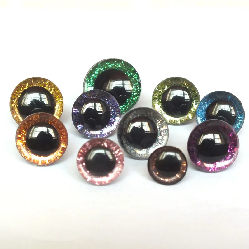 3D Glitter Eyes 20pcs 12mm/14mm/16mm/20mm/25mm Safety Puppet Toy Plush Toy Color Doll Eyes For Amigurumi Crochet Stuffed Animal