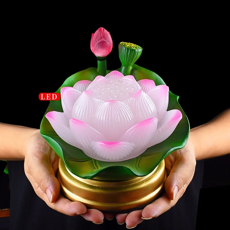 

Alloy led lotus lamp crystal lotus lamp battery plug in a pair of long-term lamps for home use home accessories home decor