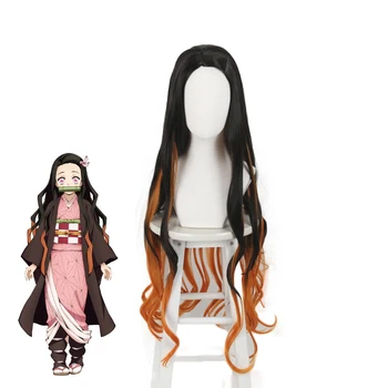 

Demon Slayer Kimetsu no Yaiba Kamado Nezuko Long Curly Wig Cosplay Costume Heat Resistant Synthetic Hair Women Wigs
