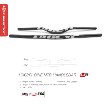 

Ullicyc MTB Bicycle Carbon Fiber Handlebar Flat/Rise Handlebar Mountain Bike parts 31.8*580/600/620/640/660/680/700/720/740mm
