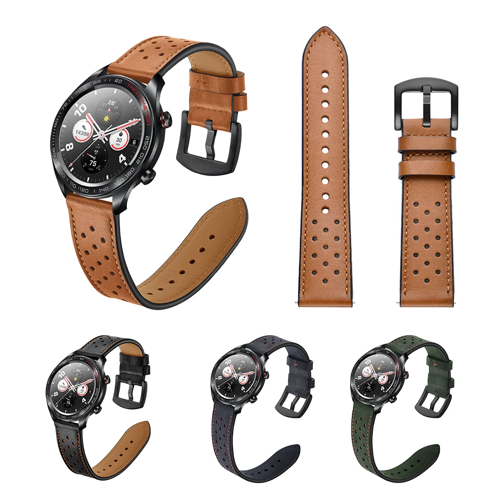 Высококачественный кожаный ремешок huawei Magic watch smartwatch ремешок Спортивные наручные часы на кожаном ремешке ремешок быстросъемный браслет 22 мм