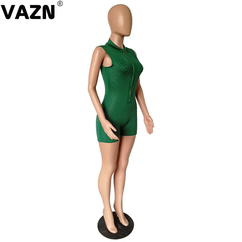 VAZN GYM18357 moto стиль молодой праздник v-образным вырезом женский комбинезон без рукавов Короткие брюки комбинезоны волнующие Клубные Комбинезоны