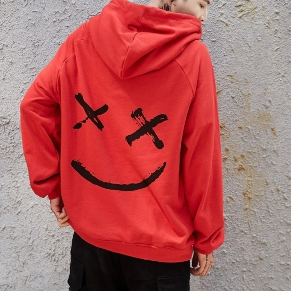 Мужские толстовки с капюшоном Smile модные большого размера в стиле хип хоп уличная