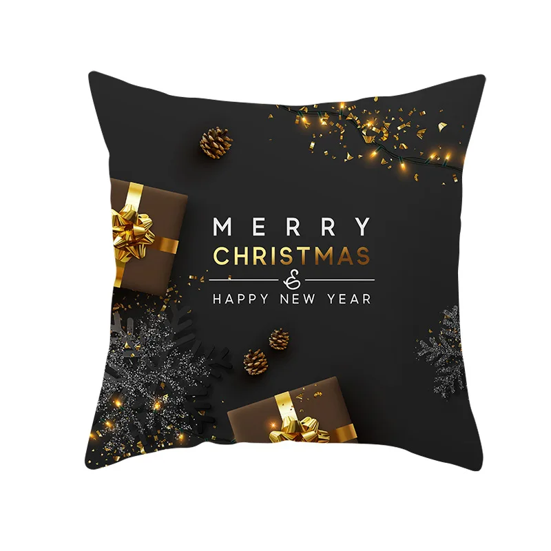 Christmas Decorations for Home Gold Black Snowflake Elk Cushion Cover Navidad Xmas Ornaments New Year Christmas Gift - Цвет: 30