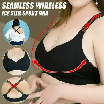 

2020 Plus Size bras for women Sexy Ice Silk Push Up Bra Bralette Soft Seamless Shapewear Sports Stretch Tops Vest Support L-2XL